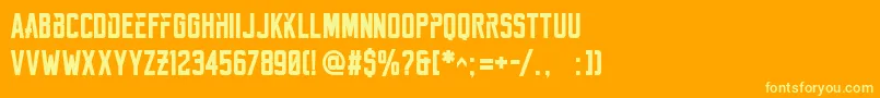 Reckoner Bold-Schriftart – Gelbe Schriften auf orangefarbenem Hintergrund
