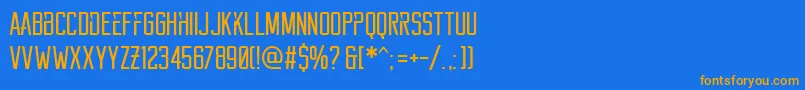 Reckoner Font – Orange Fonts on Blue Background