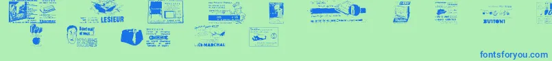 Reclame Font – Blue Fonts on Green Background