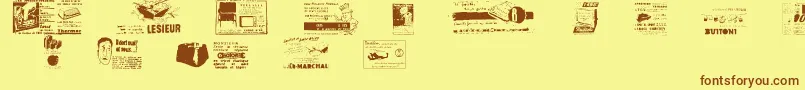 Reclame-Schriftart – Braune Schriften auf gelbem Hintergrund