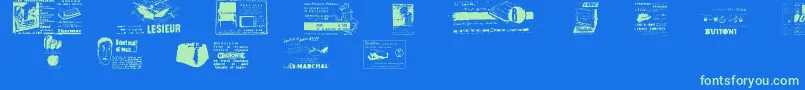 フォントReclame – 青い背景に緑のフォント