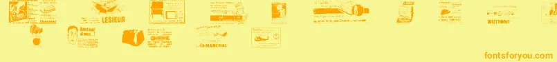 Reclame-Schriftart – Orangefarbene Schriften auf gelbem Hintergrund
