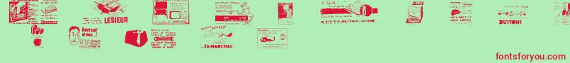 Reclame Font – Red Fonts on Green Background