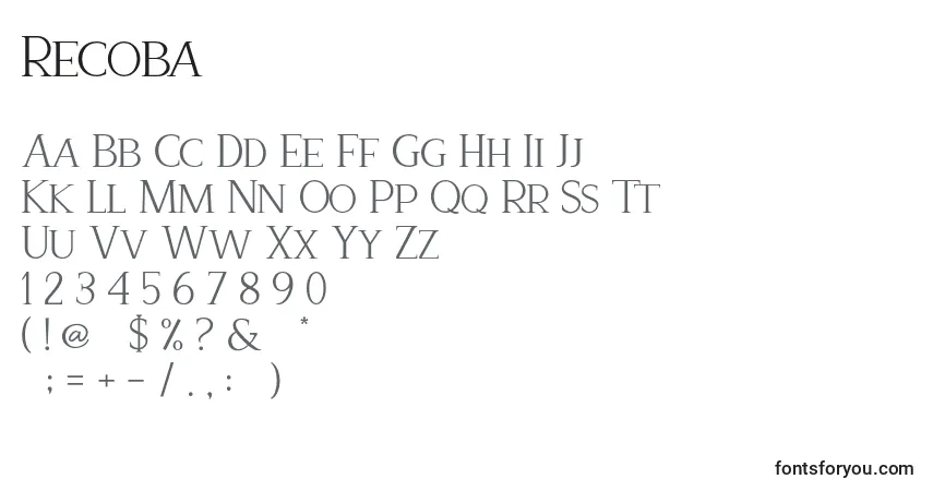 Recoba Font – alphabet, numbers, special characters