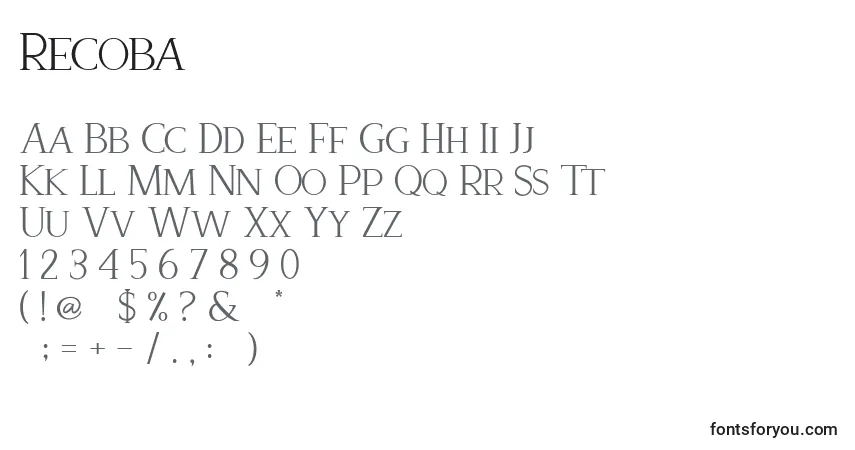 Schriftart Recoba (138338) – Alphabet, Zahlen, spezielle Symbole