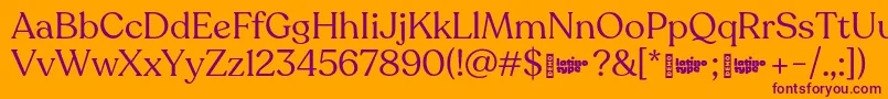 Recoleta RegularDEMO-Schriftart – Violette Schriften auf orangefarbenem Hintergrund