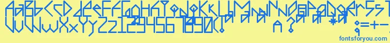 RECOMBINO 0 Font – Blue Fonts on Yellow Background