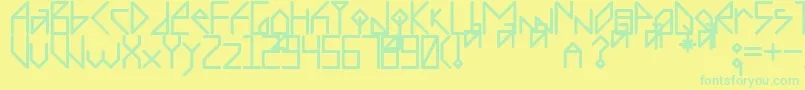RECOMBINO 0 Font – Green Fonts on Yellow Background