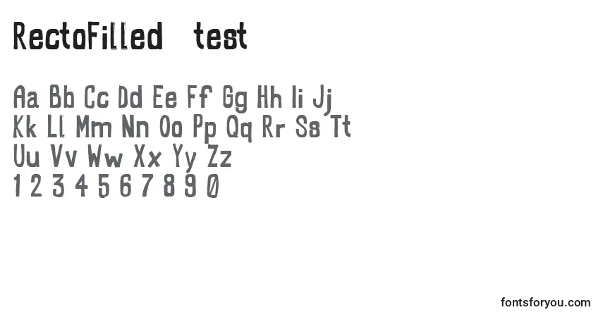 Шрифт RectoFilled   test – алфавит, цифры, специальные символы