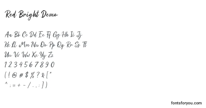 Red Bright Demoフォント–アルファベット、数字、特殊文字