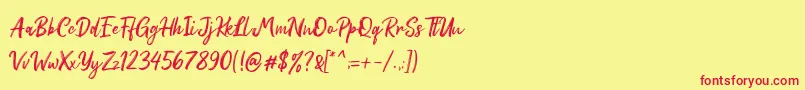 Red Bright Demo Font – Red Fonts on Yellow Background