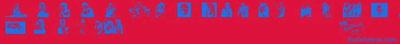 Czcionka red dwarf font – niebieskie czcionki na czerwonym tle