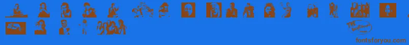 フォントred dwarf font – 茶色の文字が青い背景にあります。