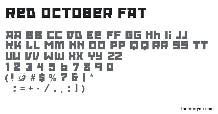 Schriftart Red October Fat – Alphabet, Zahlen, spezielle Symbole