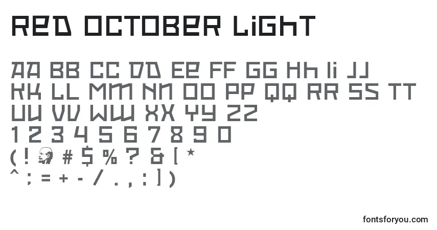 Schriftart Red October Light – Alphabet, Zahlen, spezielle Symbole