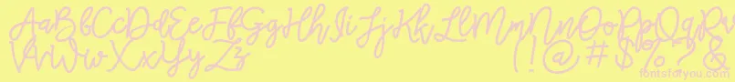 フォントRED Peppers Script – ピンクのフォント、黄色の背景