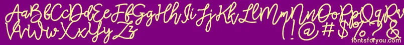 RED Peppers Script Font – Yellow Fonts on Purple Background