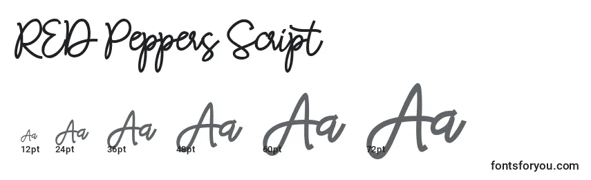 RED Peppers Script Font Sizes