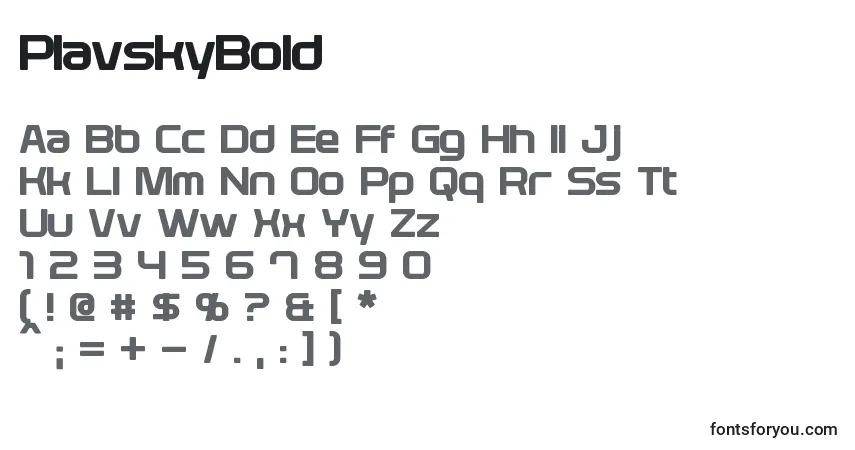 A fonte PlavskyBold – alfabeto, números, caracteres especiais