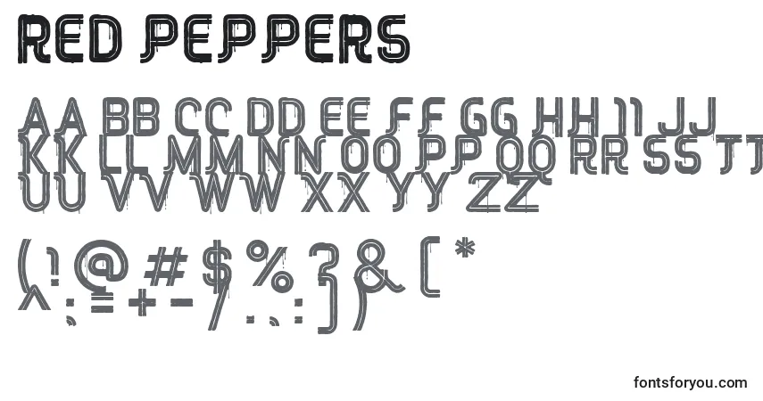 Schriftart RED Peppers – Alphabet, Zahlen, spezielle Symbole