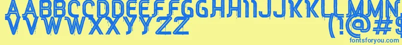 フォントRED Peppers – 青い文字が黄色の背景にあります。