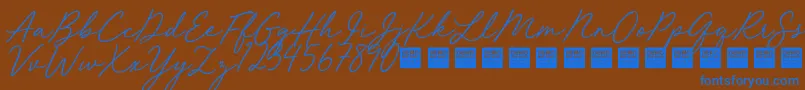 Red Velvet   Demo Font – Blue Fonts on Brown Background