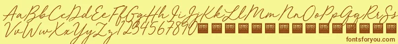 Red Velvet   Demo Font – Brown Fonts on Yellow Background