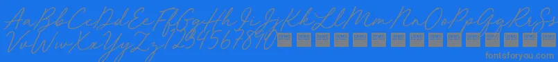 フォントRed Velvet   Demo – 青い背景に灰色の文字