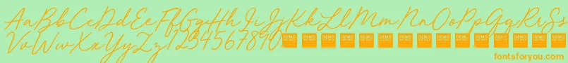 Red Velvet   Demo Font – Orange Fonts on Green Background