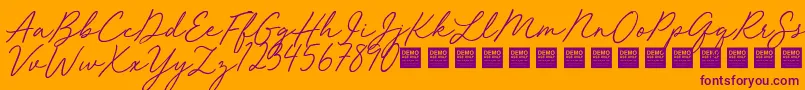 Red Velvet   Demo Font – Purple Fonts on Orange Background