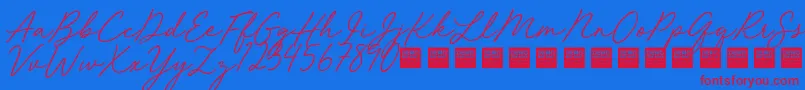 Red Velvet   Demo-Schriftart – Rote Schriften auf blauem Hintergrund