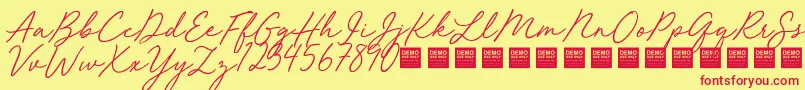 Czcionka Red Velvet   Demo – czerwone czcionki na żółtym tle