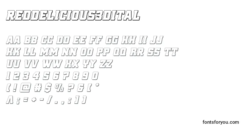 Шрифт Reddelicious3dital – алфавит, цифры, специальные символы