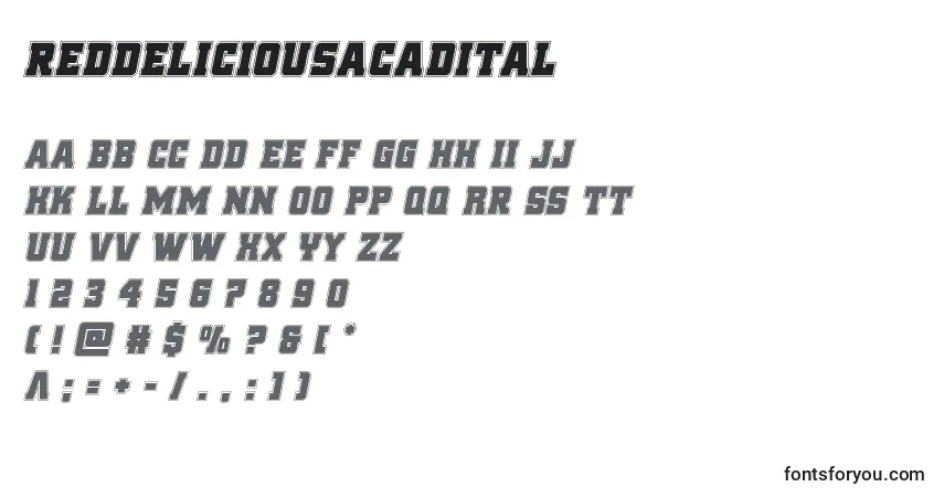 Reddeliciousacaditalフォント–アルファベット、数字、特殊文字