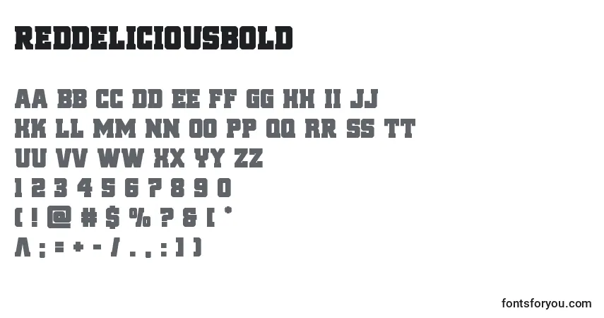 Schriftart Reddeliciousbold – Alphabet, Zahlen, spezielle Symbole