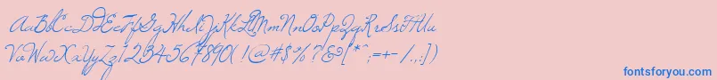 Windsong-Schriftart – Blaue Schriften auf rosa Hintergrund