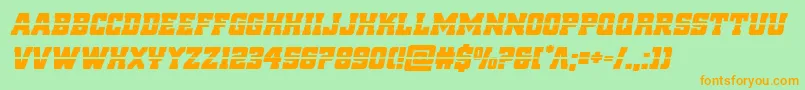 フォントreddeliciouslaserital – オレンジの文字が緑の背景にあります。