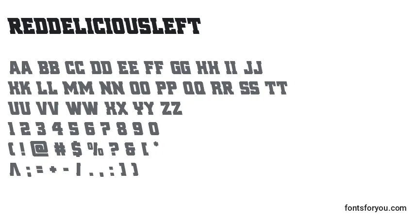 A fonte Reddeliciousleft – alfabeto, números, caracteres especiais