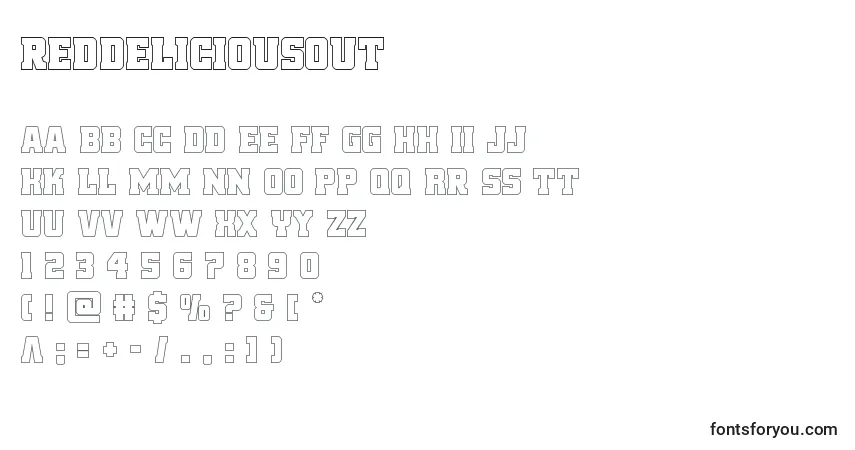 Шрифт Reddeliciousout – алфавит, цифры, специальные символы