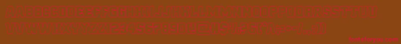 フォントreddeliciousout – 赤い文字が茶色の背景にあります。
