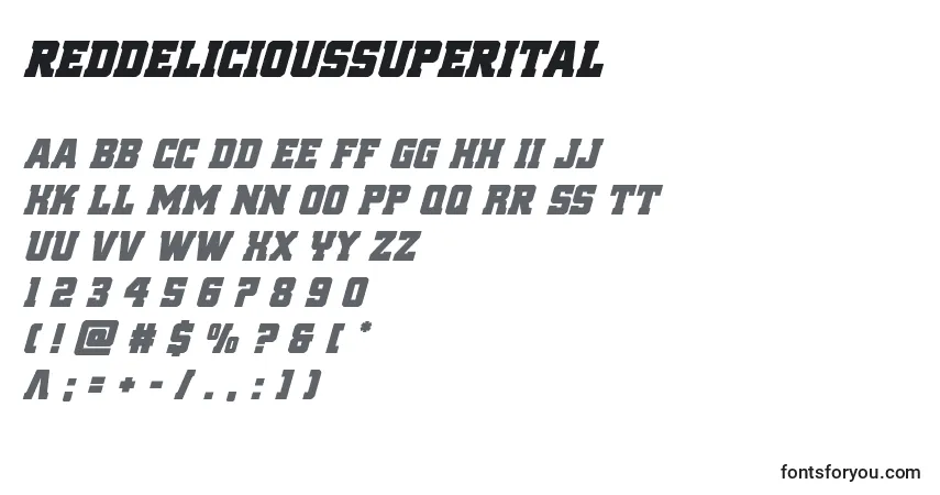 A fonte Reddelicioussuperital – alfabeto, números, caracteres especiais
