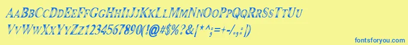 Maranallohighitalic Font – Blue Fonts on Yellow Background