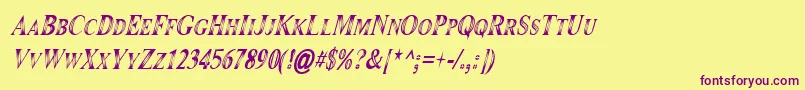 Maranallohighitalic Font – Purple Fonts on Yellow Background