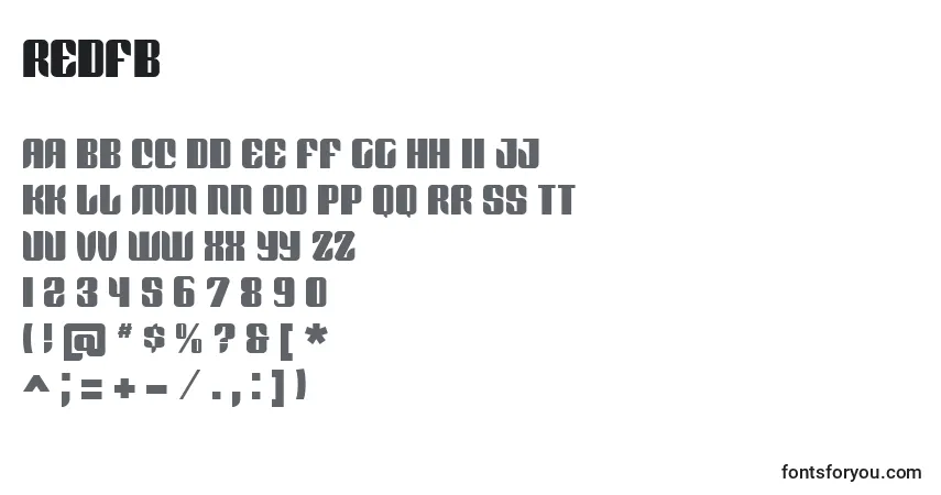 Schriftart REDFB    – Alphabet, Zahlen, spezielle Symbole