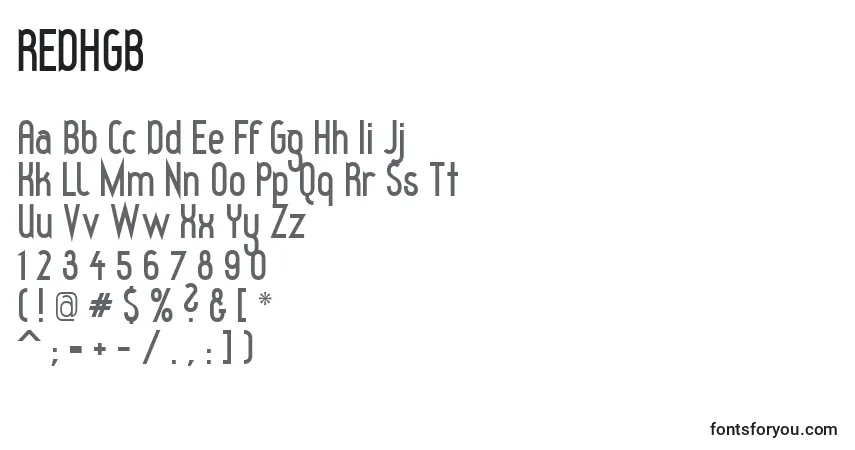 A fonte REDHGB   (138387) – alfabeto, números, caracteres especiais