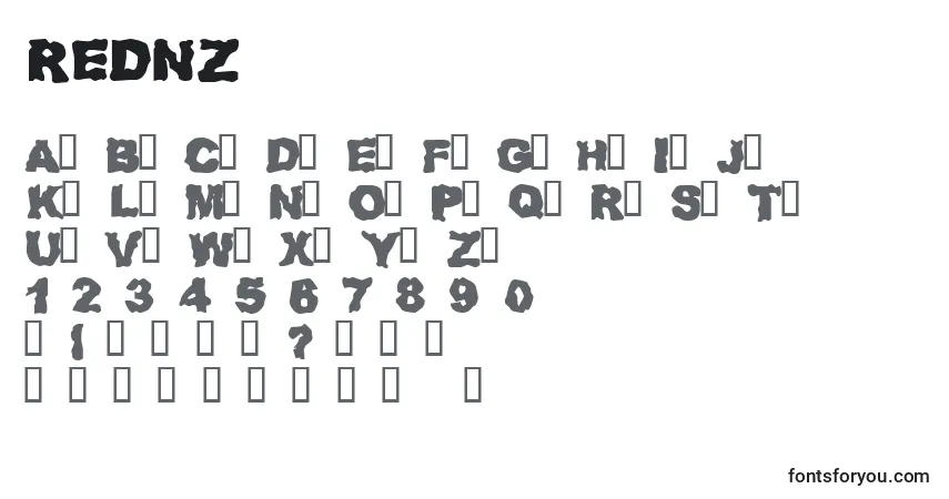 A fonte REDNZ    (138389) – alfabeto, números, caracteres especiais