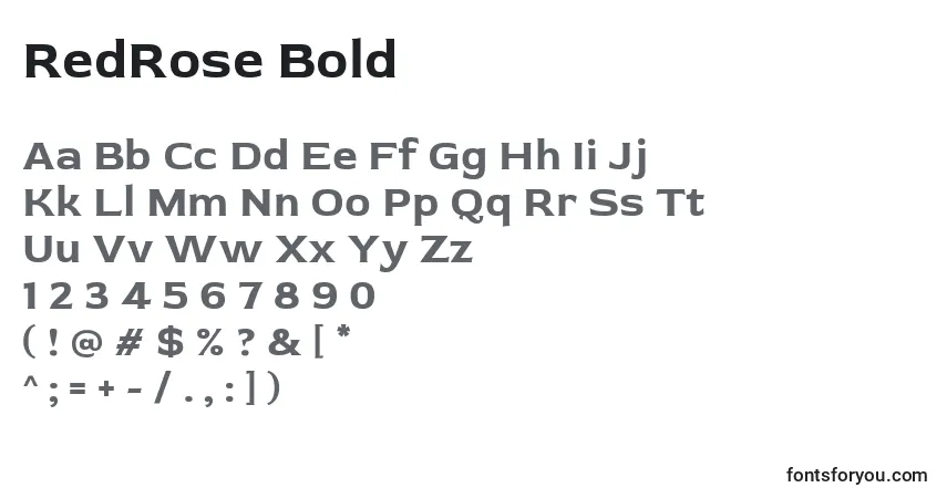 Шрифт RedRose Bold – алфавит, цифры, специальные символы