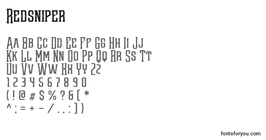 Schriftart Redsniper – Alphabet, Zahlen, spezielle Symbole