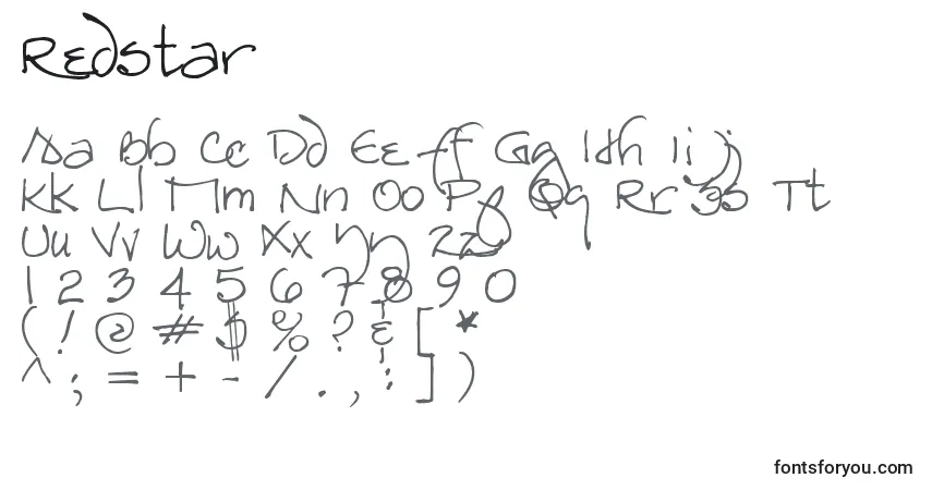 A fonte Redstar (138394) – alfabeto, números, caracteres especiais