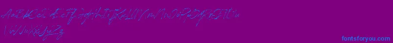 RedstockScript DEMO-Schriftart – Blaue Schriften auf violettem Hintergrund